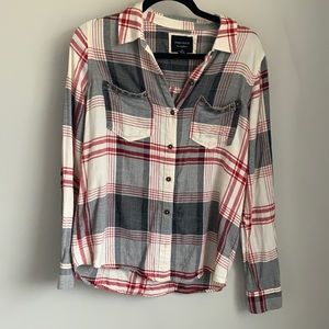 FOREVER 21 Plaid Button Down Flannel Shirt, Size Medium